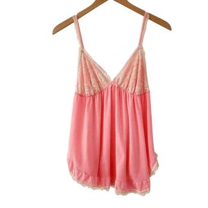 Victoria's Secrlet Pink Ivory Lace Retro Babydoll Size Large